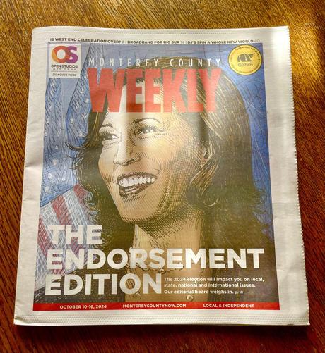 An artistic rendering of U.S. Vice President Kamala Harris is featured on the cover of Monterey County Weekly’s Endorsement Edition.