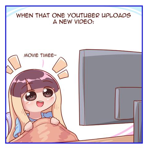 Image description by @snowyfox@deadinsi.de

"When that one YouTuber uploads a new video:
*In chair under blanket, looking at screen* Movie timee~"