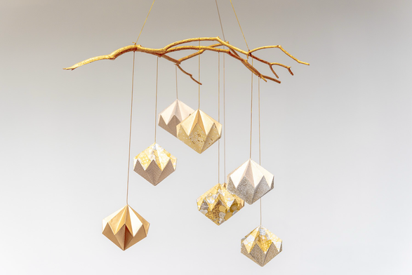 8 diamants en papiers japonais dorés