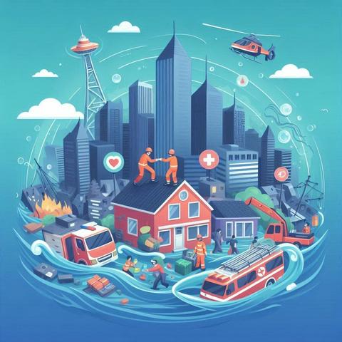 ①«Create by Bing Image Creator»
International Day for Disaster Reduction related illustration