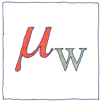 Symbol for the Weiss magneton, a unit of magnetic moment. The symbol is a lower-case Greek Mu, with a capital W as a subscript.