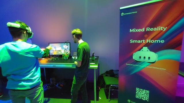 Banner of a booth for mixed reality and Smart Home at Godotcon