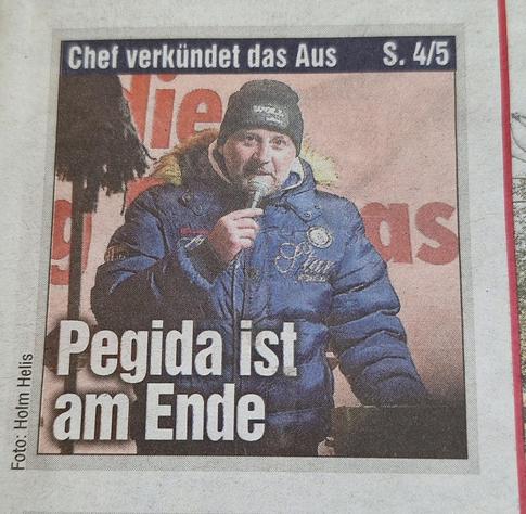 Schlagzeile der Morgenpost vom 14.10.2024: "Pegida ist am Ende", dazu ein Bild von Lutz Bachmann.