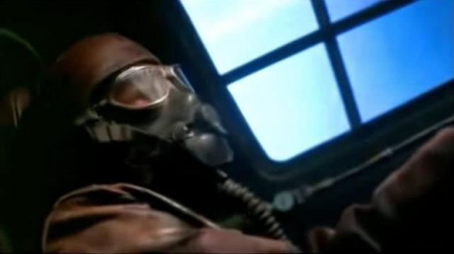 A 1940s pilot in a cockpit