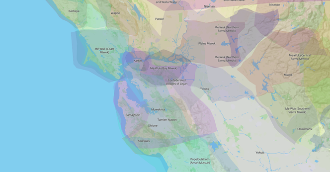 Map of the Bay Area with native territories labeled