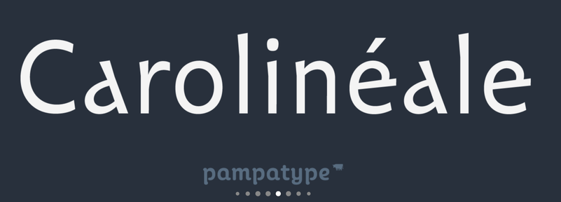 Carolinéale typeface by PapmpaType. The a has a hybrid shape of a two story a that is straight at the top.