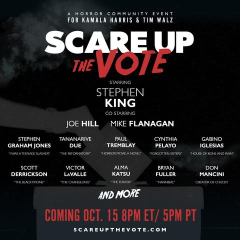 Ad for SCARE UP THE VOTE, tonight at 8PM ET/5PM PST SCAREUPTHEVOTE.COM