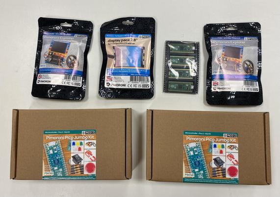 Giant Pico2 starter kits, displays and Pico2 Explorers by Pimoroni