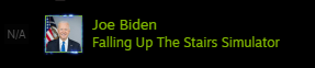 user on steam with the profile picture of joe biden, the display name "Joe Biden" and is playing "Falling Up The Stairs Simulator"