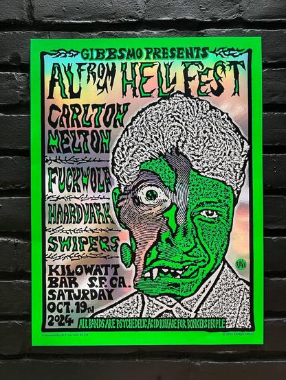 Flyer for Sat. Oct 19th at the Killowatt in SF featuring 
Carlton Melton
Fuckwolf
Haardvark
Swipers