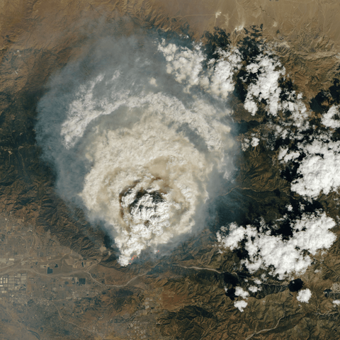 A pyrocumulus cloud formed over the Line fire in California, September 2024.
