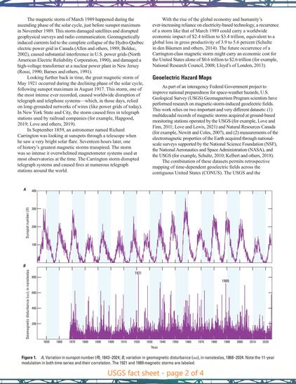 USGS - fact sheet - page 2 - Solar Cycle, Geology, And Geoelectric Hazards For Power Grids