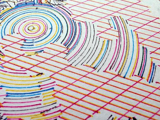 A deeply intricate pen plotter piece inspired by wave function collapse. Its dynamic, sweeping lines and swirling intersections echo the chaos of a mind struggling in the storm. The layers of lines symbolize descent, revealing the intricate, uncontrollable patterns of thought, emotion, and the universe. The artwork's abstract nature allows the viewer to feel the intensity of forces beyond control, blending physical and mental states into one visual narrative.