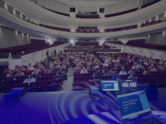 Speaker's view of my talk in the main room of the conference