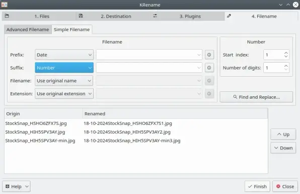 KRename. Simple renaming