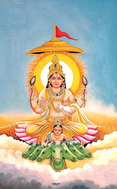 Solar Deity - Lord Tvaṣṭā
भगवान त्वष्टा

Source - http://www.harekrsna.de/surya/surya_tvashta.jpg