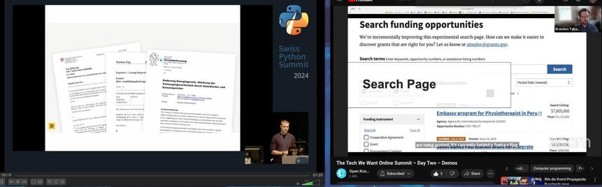 Screenshot of two conferences running in parallel