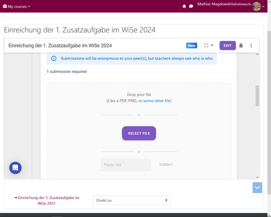 Bildschirmfotos des Einreichungsformulars