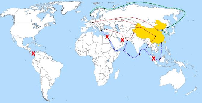 Chine : "Belt and Road Initiative" BRI (terrestre + navires via une route polaire)
https://www.oboreurope.com/fr/bri-alternatives-canal-de-suez/