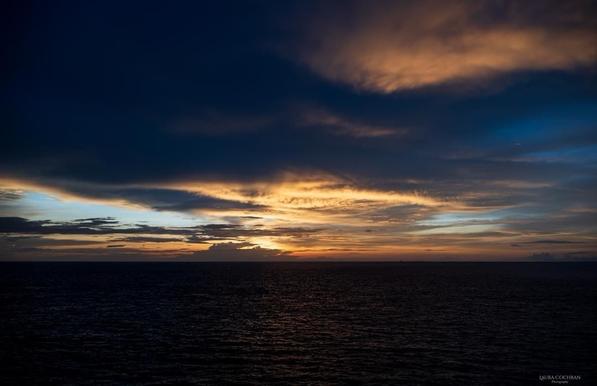 A colorful sunset over the sea.