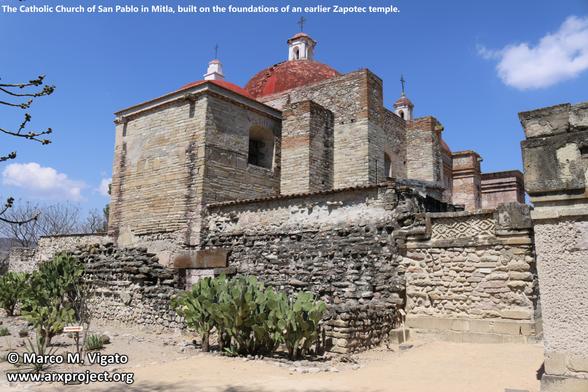 photo - The Catholic Church of San Pablo in Mitla, built on the foundations of an earlier Zapotec temple.