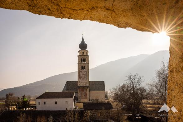 Old Church and a sun star in the upper right corner.