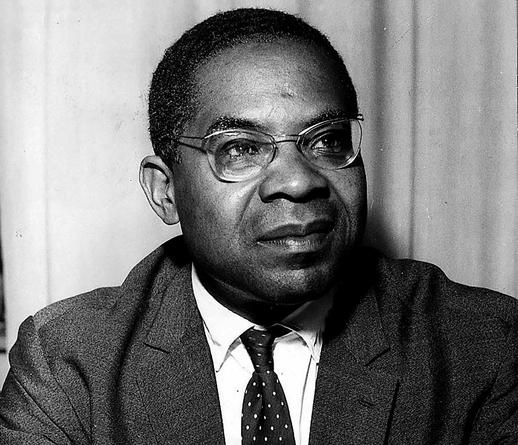 black & white photo of aimé césaire, a poet, politician, author & socialist from martinique.