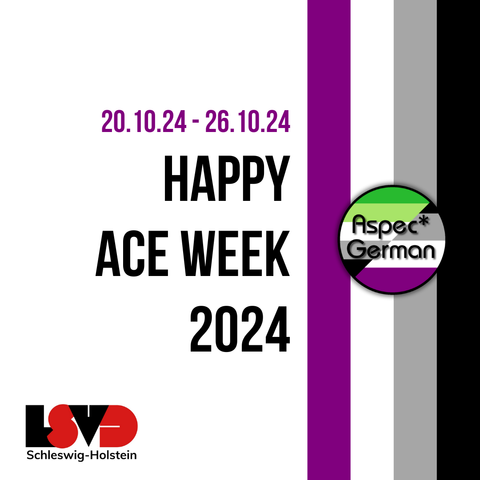 rechte Hälfte auf dem Bild eine Ace Fahne, mit dem Aspec* German Logo darauf. Linke Hälfte des Bildes Text auf weißem Hintergrund "20.10.24-26.10.24 ACE WEEK 2024 @ASPEC GERMAN".