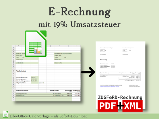E-Rechnung mit 19% Umsatzsteuer