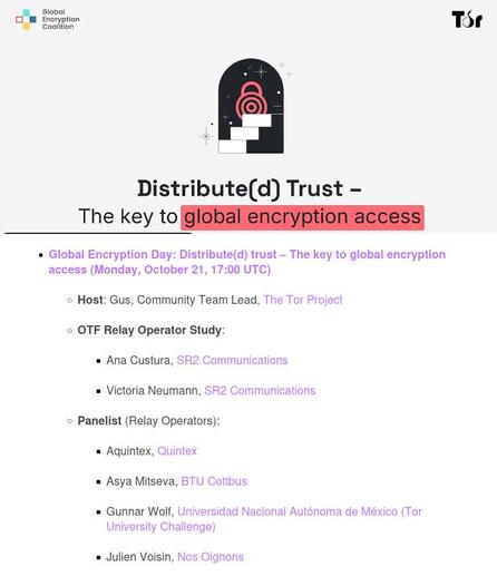schedule of Tor Global Encryption Day