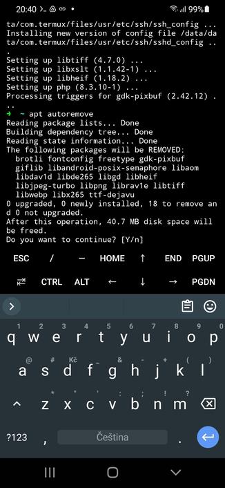 Termux running `apt autoremove` command from Debian GNU/Linux