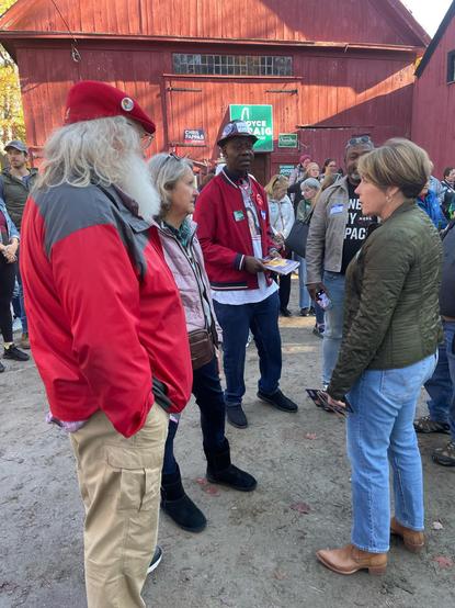 Me, Wendy Thomas talking to Maura Healey