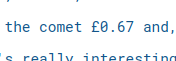 screenshot: "the comet £0.67"