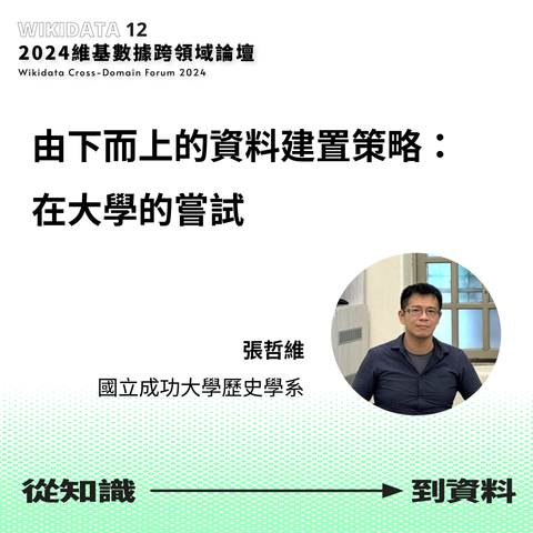 #2024維基數據跨領域論壇 主題演講
【由下而上的資料建置策略：在大學的嘗試】