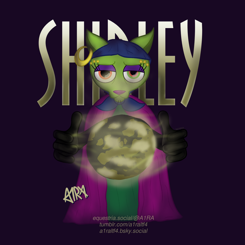 Drawing of Shirley from Courage the Cowardly Dog doin some cool wizard shiz to da world