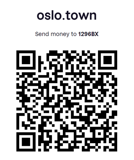 QR code that people can scan to get to the Vipps Box. Or you can manually enter the code 1296BX