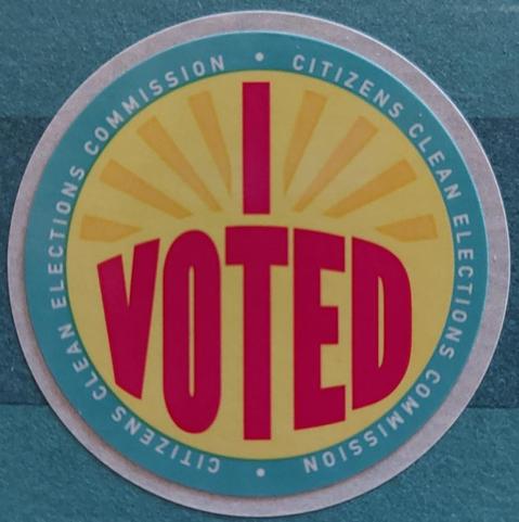Photo of an 'I voted' sticker supplied by Arizona's Citizens Clean Elections Commission.