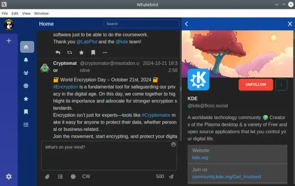 Whalebird. Viewing a profile