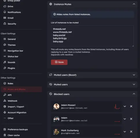 blocking anything threads or bluesky related