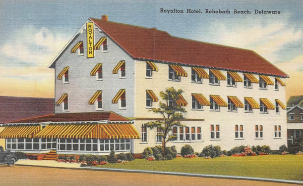 Old postcard of The Royalton in Rehoboth Beach