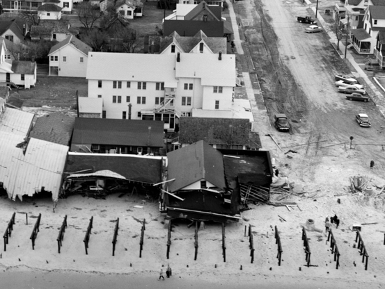 The Royalton Hotel is seen here three buildings off the Boardwalk following the Storm of 1962.