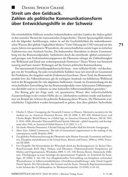 Erste Seite des gedruckten Beitrags von Speich Chaseé