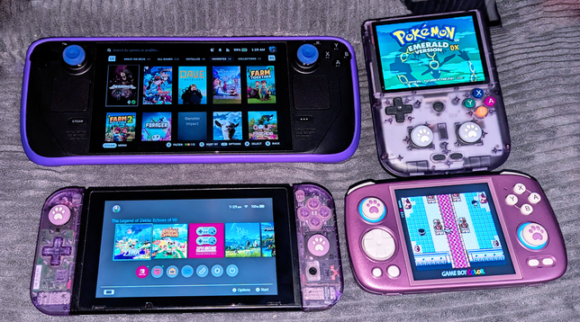 Steam Deck, Anbernic RG405V, Nintendo Switch, Anbernic RG Cube