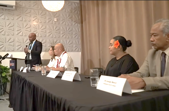 Some of the Pacific Island Ministers at CHOGM launching the report on Fossil Fuels, calling for stronger support by developed nations Australia, Canada and UK on finance and to phase out fossil fuel extraction for the common good.