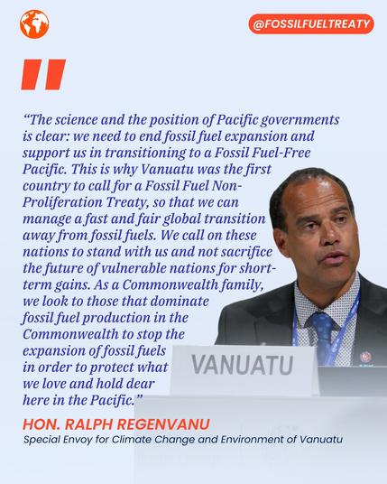 The Hon Ralph Regenvasnu, Special Envoy for Climate Change and Environment, Vanuatu