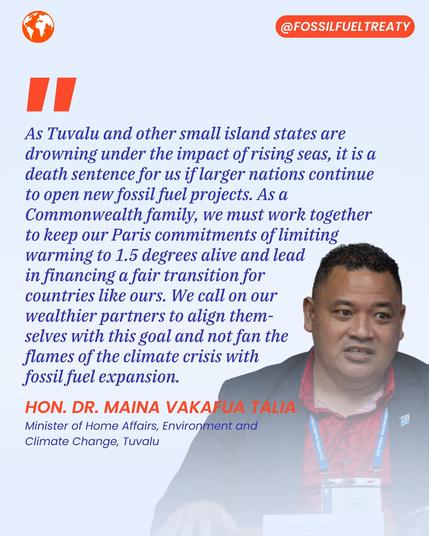 The Hon Dr Maina Vakafua Talia, Minister for Home Affairs, Environment and Climate Change, Tuvalu