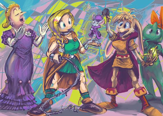five fictional characters named bianca standing around
bianca castafiore from tintin comics, bianca from dragon quest 5, miss bianca from the eponymouse book and rescuers cartoons, bianca from some spyro game and bianca the sandra from legend of valkyrie gaiden, rosa no boken.  whatever a boken is, there isn't one here.