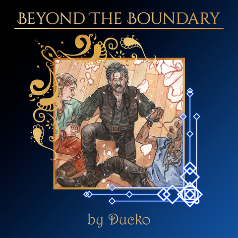 A cropped spotlight of an illustration by Ducko for the upcoming Beyond the Boundary zine.
The art depicts Izzy, Ed, and Stede, sat on the deck of the Revenge.