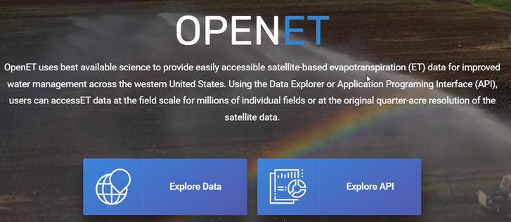 screen shot - OpenET home page