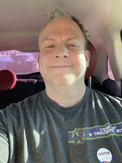 Me, with an I voted sticker.